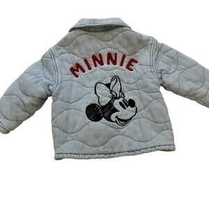 Zara Disney Minnie Mouse Puffer Denim Jacket sz 18-24 M